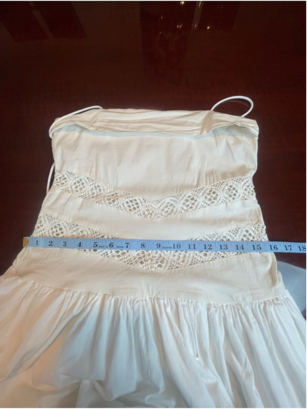Free People Starheart Crochet Inset Waist Bubble Hem Midi Dress White Size XL - Picture 9 of 14